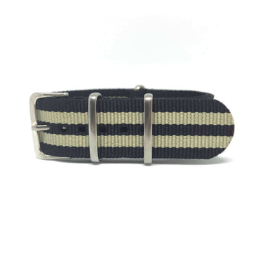 Classic Military Style Strap - Black & Cream